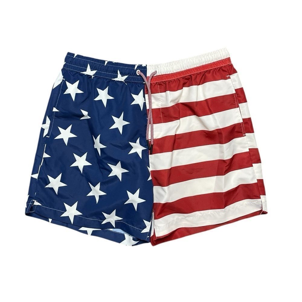 FOREVER 21 Patriotic USA Flag Swim Shorts Size XL